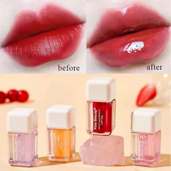 Hydrating Glossy Lip Oil - 1 Pcs in Cherry & Peach Shades
