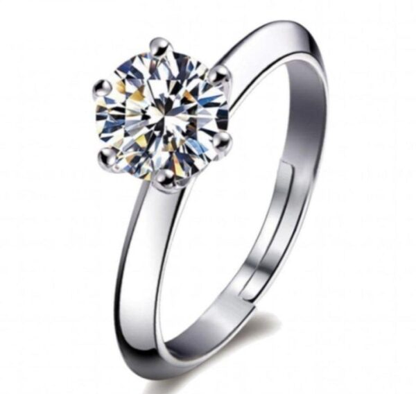 Silver Plated Zircon Adjustable Ring - Image 3